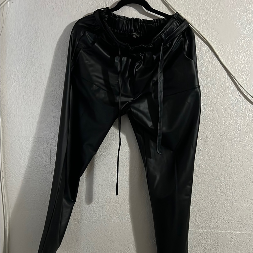 Black Dress Pants with Relaxed Fit and Drawstring Waist